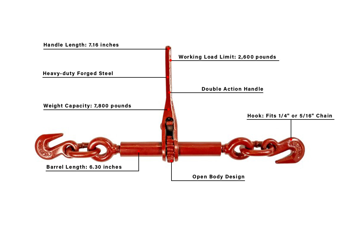 BulletProof Light Duty 1/4-Inch - 5/16-Inch Ratchet Binder- Production Specifications