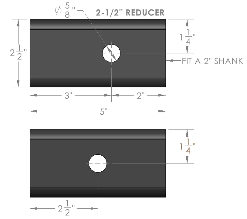 BulletProof Hitches 2.5" to 2" Reducer Sleeve- Production Specifications