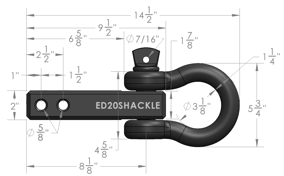 BulletProof 2.0-Inch Extreme Duty Receiver Shackle- Production Specifications