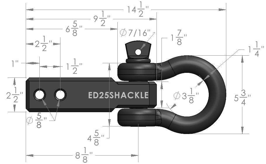 BulletProof 2.5-Inch Extreme Duty Receiver Shackle- Production Specifications