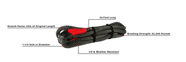 Features of BulletProof Extreme Duty 1-1/4 Inch x 30' Kinetic Recovery Rope