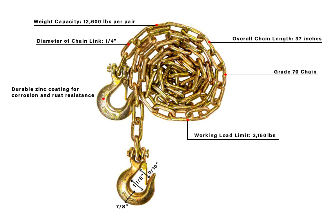 BulletProof Light Duty 1/4" Safety Chains (Pair) Design Specification