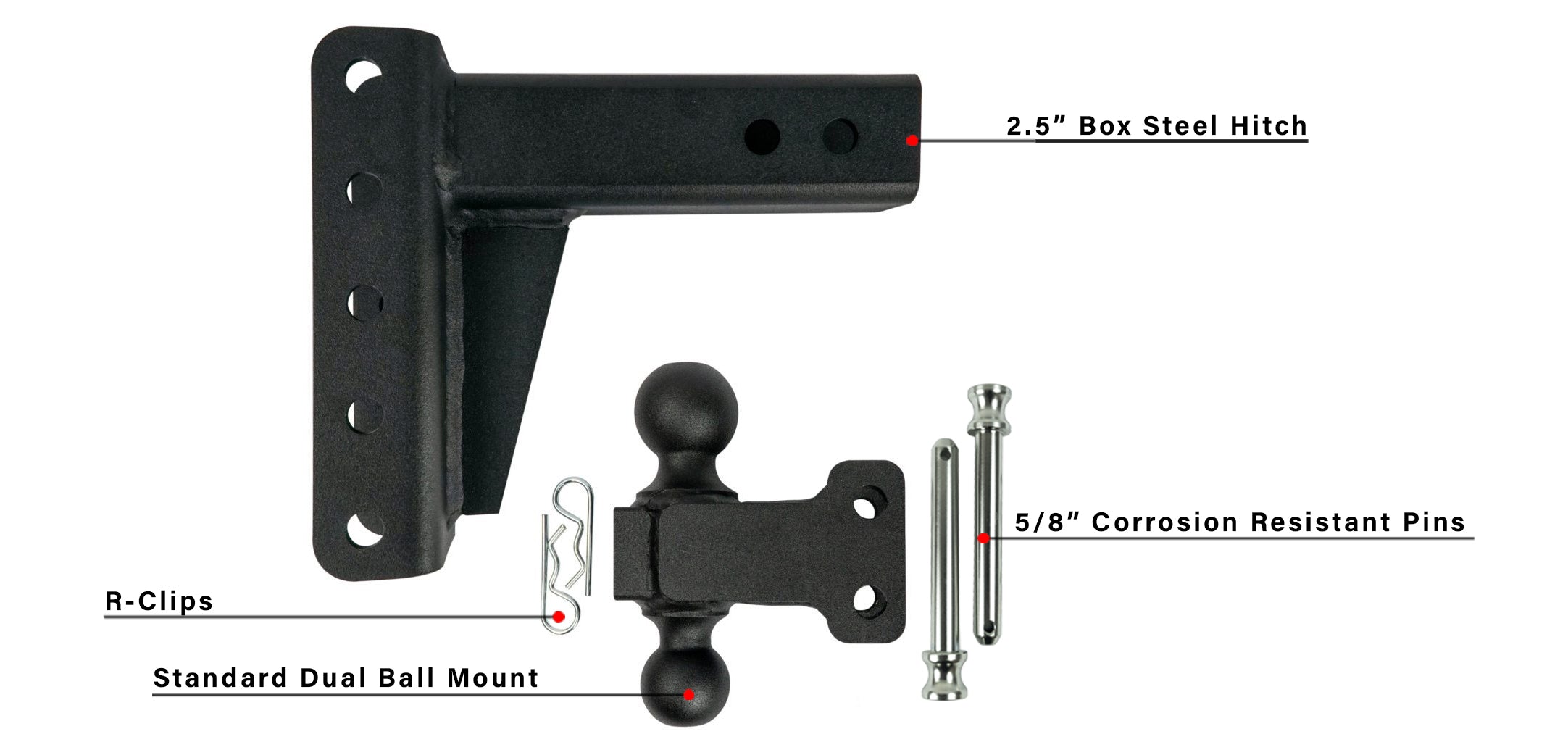 2.5" Medium Duty 4" Drop/Rise Hitch- Parts Included