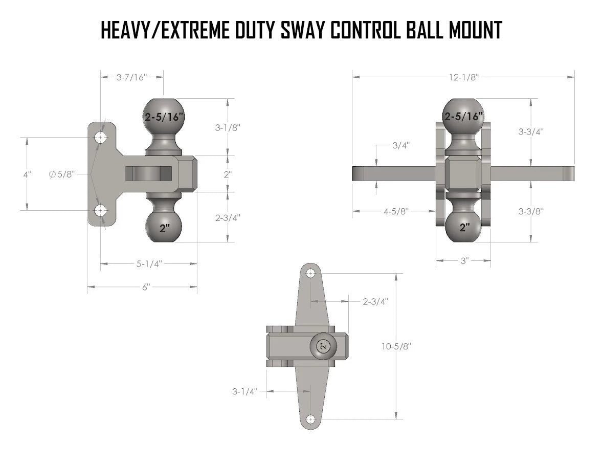 BulletProof Heavy/Extreme Duty Sway Control Ball Mount- Production Specifications