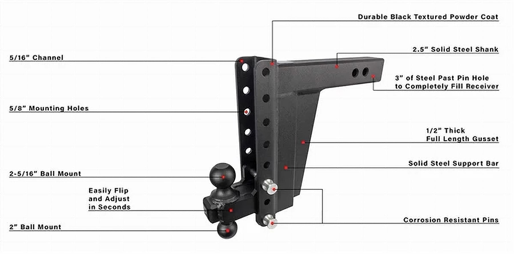 2.5" Extreme Duty 10" Drop/Rise Hitch- Production Description