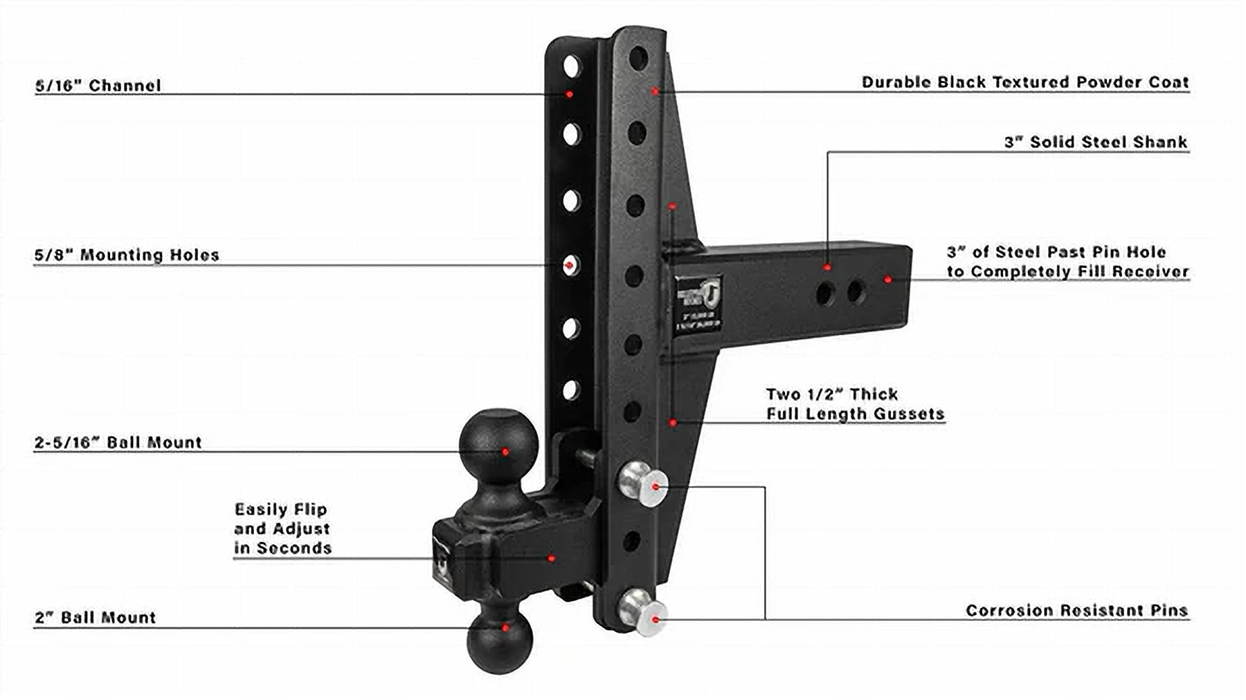 3.0" Extreme Duty 4" & 6" Offset Hitch- Production Description