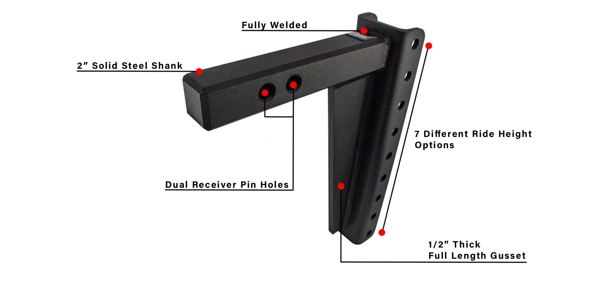 2.0" Heavy Duty 12" Drop/Rise Hitch- Shank Information