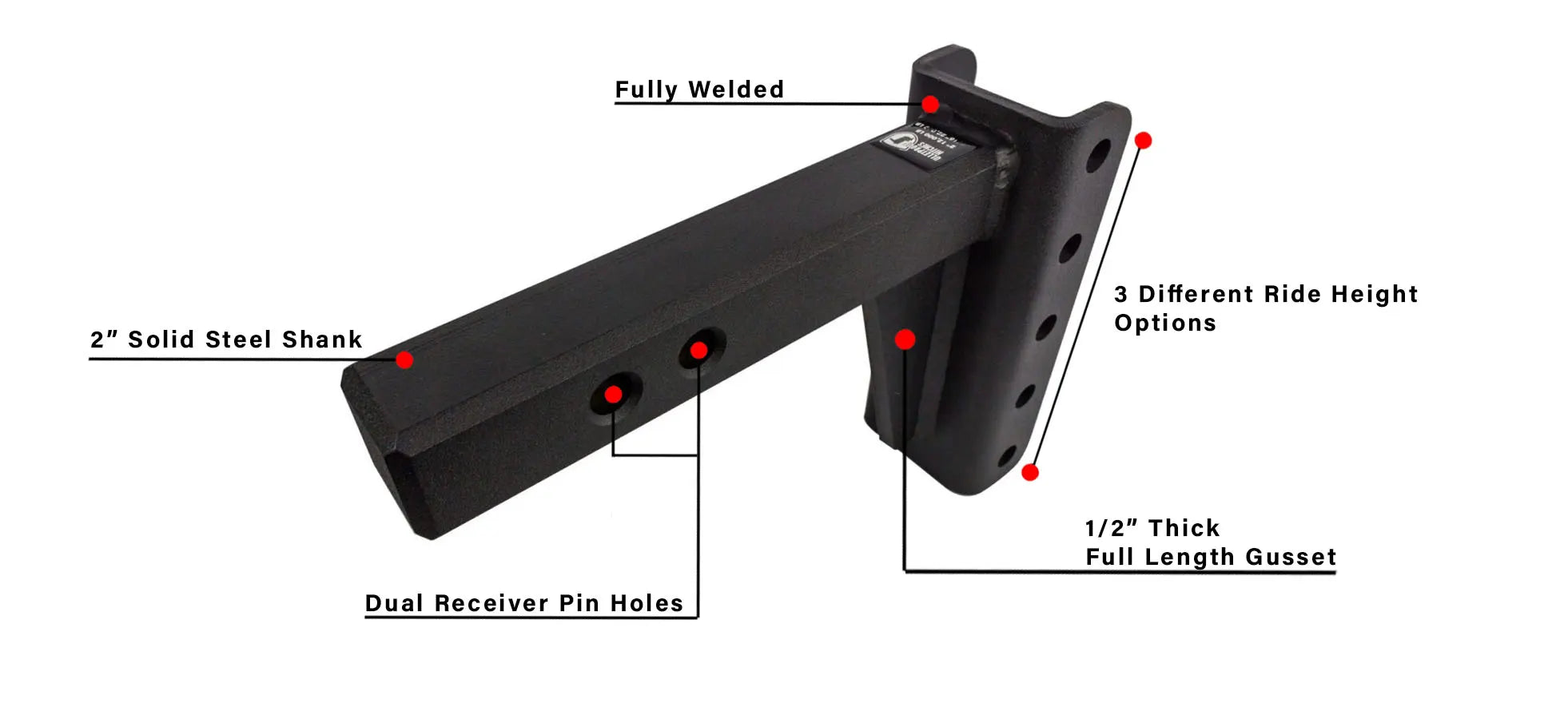 2.0" Heavy Duty 4" Drop/Rise Hitch- Shank Information