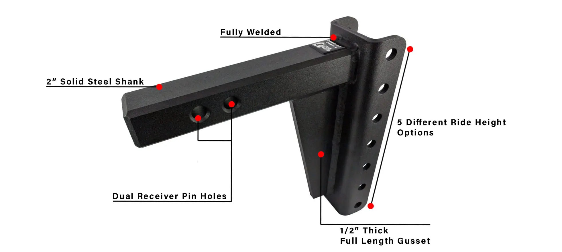 2.0-Inch Heavy Duty 8-Inch Drop/Rise Hitch- Shank Information