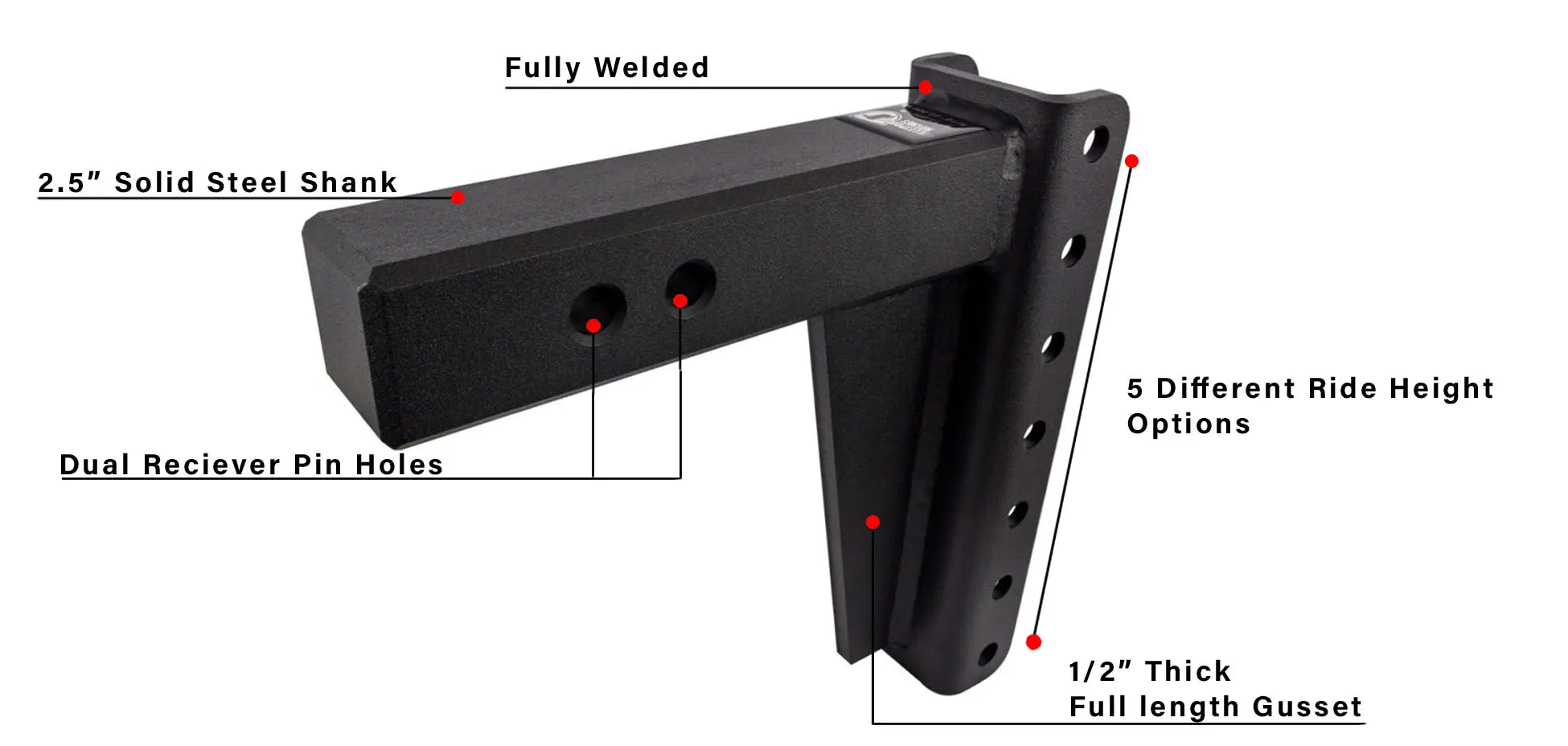 2.5" Heavy Duty 8" Drop/Rise Hitch- Shank Information