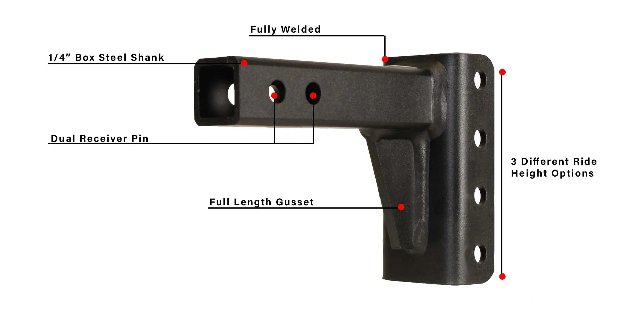 2.0" Medium Duty 2" Drop/Rise Hitch- Shank Information