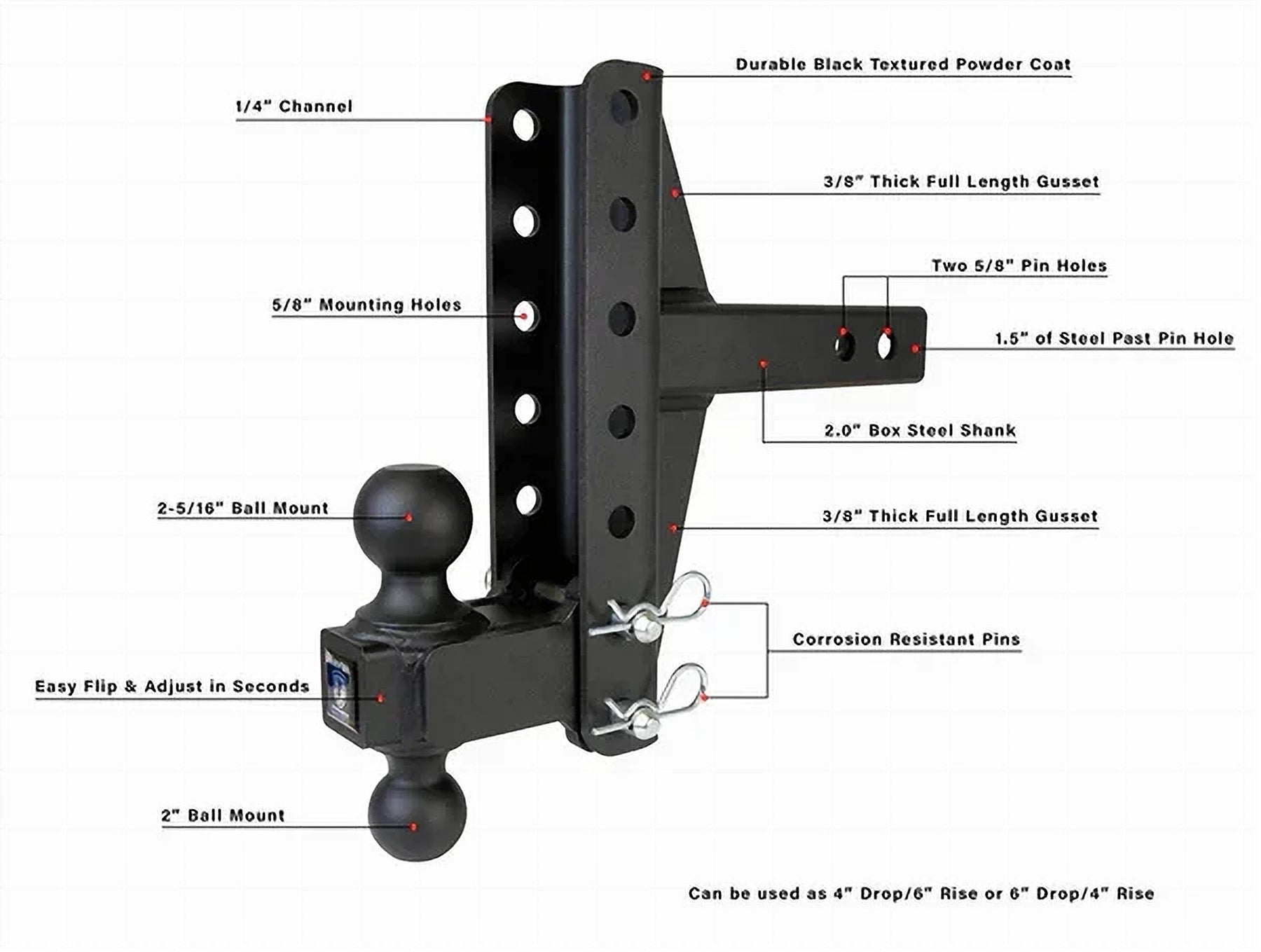 2.0" Medium Duty 4" & 6" Offset Hitch- Production Description