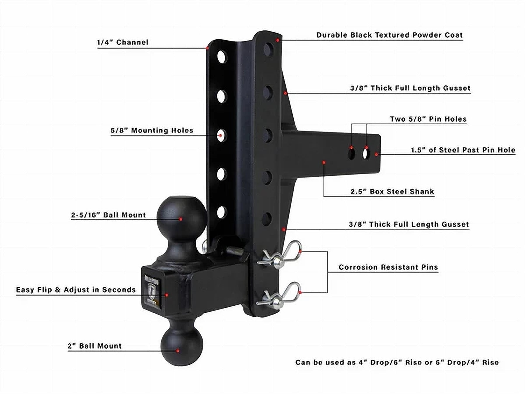 2.5" Medium Duty 4" & 6" Offset Hitch- Production Description