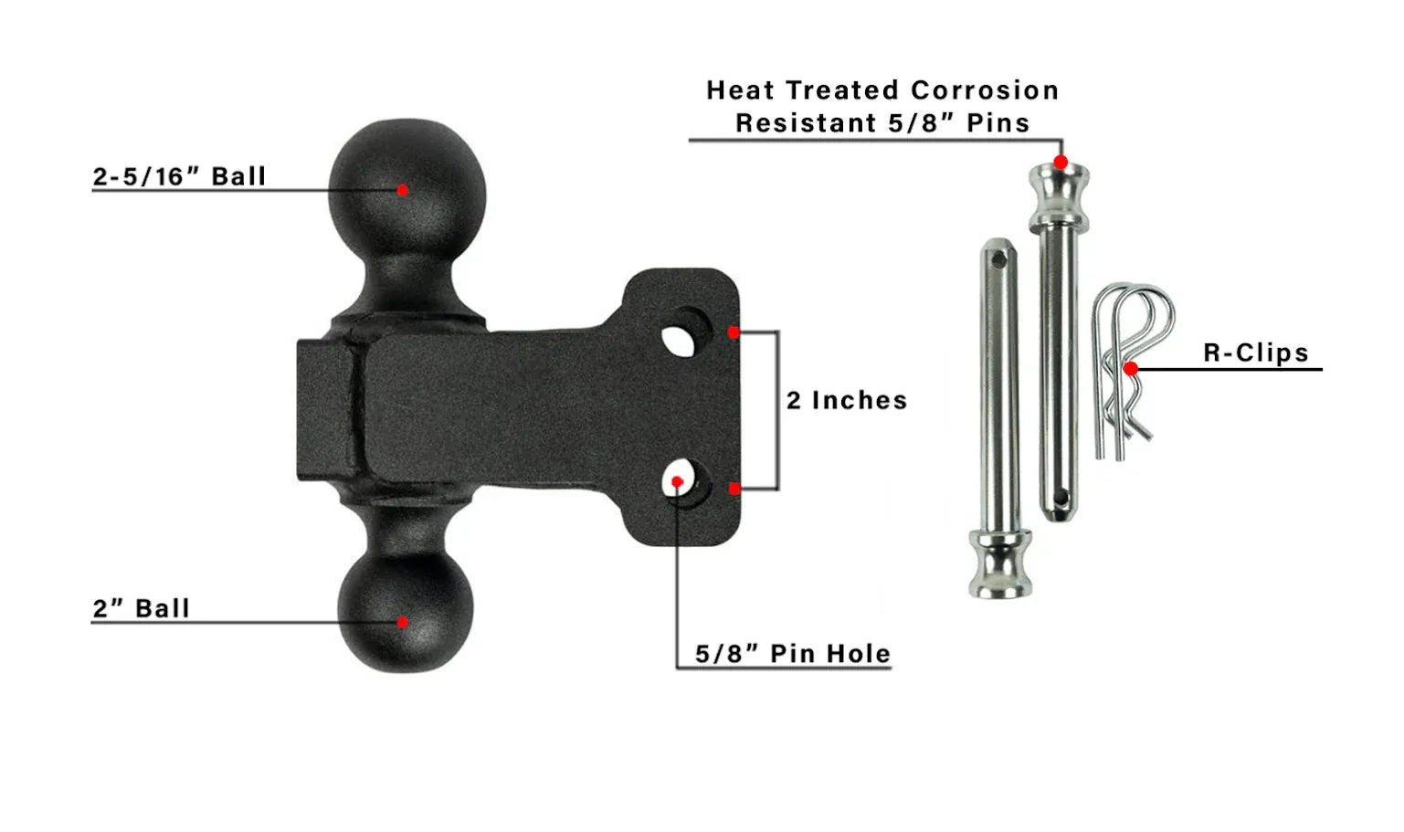 2.5" Medium Duty 4" & 6" Offset Hitch- MEDIUM DUTY DUAL BALL MOUNT