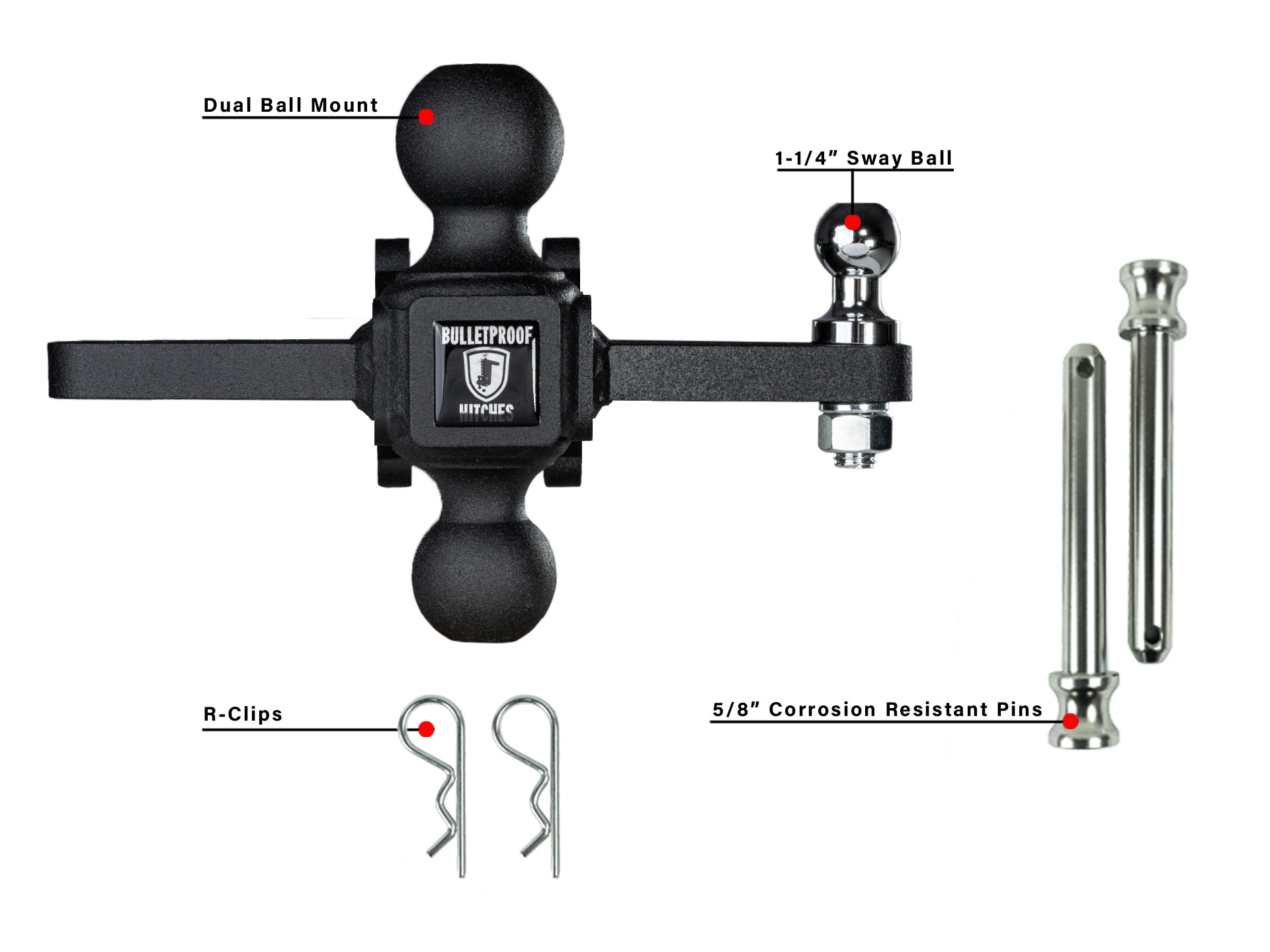 BulletProof Medium Duty Sway Control Ball Mount Included Parts