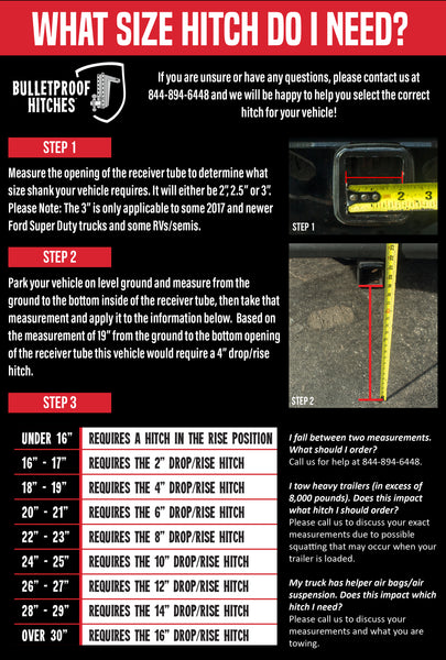 BulletProof Hitches® - AL256 - 2.5-Inch Aluminum Medium Duty 6-Inch Drop/Rise Hitch