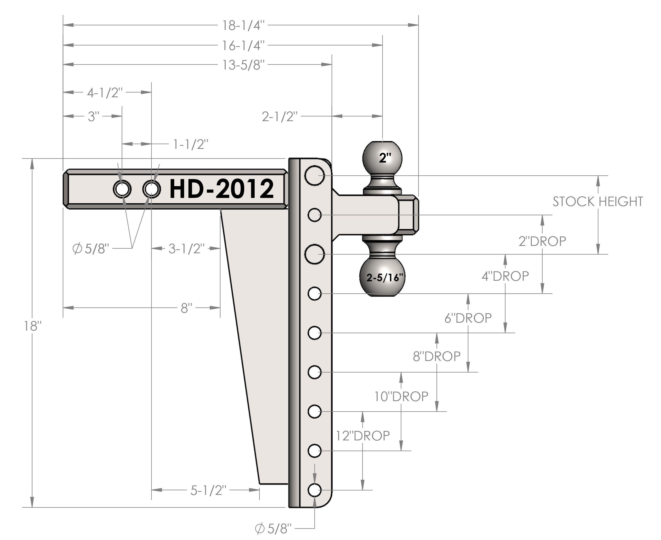 2.0" Heavy Duty 12" Drop/Rise Hitch Design Specification