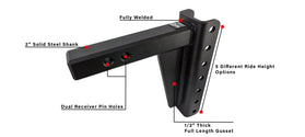 Features of 2.0 Inch Heavy Duty 8 Inch Drop/Rise Hitch